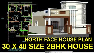 North Facing 2 BHK House Plan  30 x 40 House with Pooja Staircase amp Parking as Per Standard Vastu [upl. by Nide]