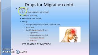 Pharmacology 177 a Migraine types throbbing headache treatment severe prophylaxis prevention [upl. by Coffey]