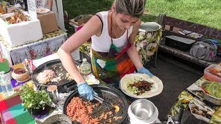 Preparing Burritos at Street Food Market Mokotow in Warsaw Poland Street Food [upl. by Earej]