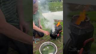 frech friend was shocked by amazing smokeless woodstoveoutdoors outdoorstove cookingstove [upl. by Dobbins]