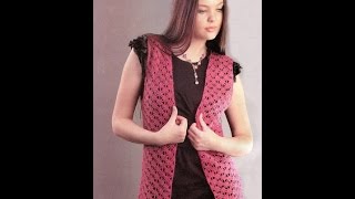 Вязаный ЖИЛЕТ Крючком  2019  Crocheted vest Hook  Gehäkelte Weste Haken [upl. by Haile45]