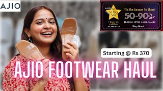 AJIO Footwear Haul ₹370  ₹650 Flats Wedges Heels  ENGLISH Subtitles [upl. by Nickie]