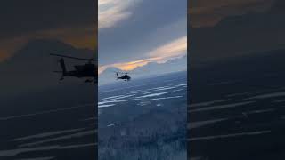 AH64E Apache Helicopter  Sunset Flight Alaska [upl. by Ardnahc]