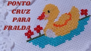 PONTO CRUZ🐣🐥🐤 para fralda de bebê 👼 👶🐤🐣🐥gráficos de ponto cruz para fralda de bebê 👼 [upl. by Sihunn]