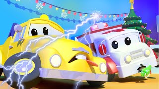 Baby Tom the TOW TRUCK Got SHOCKED With Christmas Lights  Amber the Ambulance in Car City [upl. by Manthei]