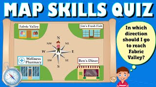 Map Skills Quiz for Kids  Cardinal and Ordinal Directions [upl. by Jews]