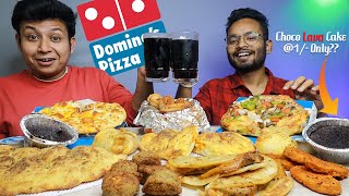 Dominos Mukbang The 4 Cheese Farm House Chicken Wings Taco Garlic Bread Meat Balls amp Lava Cake [upl. by Atiker]