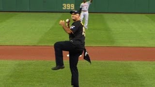 Drabek throws out ceremonial first pitch [upl. by Nevile539]