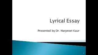 Lyrical Essay Literary term B A part 1 PU Elective English literaryterm lyrical essay [upl. by Feriga599]