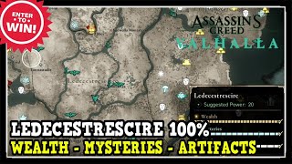 Assassins Creed Valhalla Ledecestrescire All Collectibles Wealth Mysteries Artifacts [upl. by Francklin]