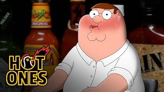 Peter Griffin Bares It All While Eating Spicy Wings  Hot Ones [upl. by Raouf]