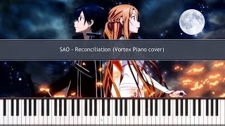 Sword Art Online OST  Reconciliation Piano Cover TUTORIAL [upl. by Hoem]