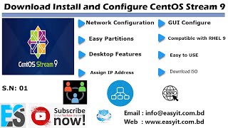 CentOS Stream 9 Installation amp Network configuration  Easy Solution [upl. by Potash]