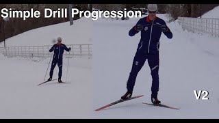 How To Cross Country Ski V2 ONE SKATE Skate Ski Technique [upl. by Atin]