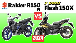 Suzuki Raider R150 Fi vs Rusi Flash 150 X  Side by Side Comparison  Specs amp Price  2024 [upl. by Lareine]