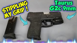 How to Stipple your Pistol grip🔫 Easy design Taurus g2c stippling pistol custom diy stipple [upl. by Larkins929]