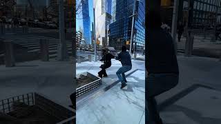 Strong winds buffet pedestrians in Hudson Yards USA [upl. by Morgan]