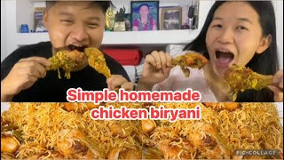 Chicken biryani mukbang with Yogesh 🤤😋SUNITA SISTER KO RECIPE🧑‍🍳🥘 [upl. by Atteselrahc]