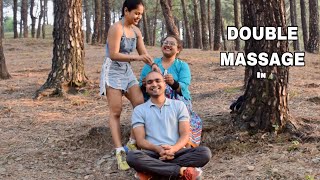 Double Head Massage From Aishwarya and Monalisa  ASMR Bald Head Massage In Dwara [upl. by Vaientina]