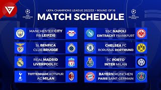 Round of 16 UEFA Champions League 202223 Match Schedule Fixtures [upl. by Ecnerrot695]