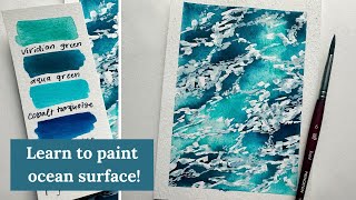 WATERCOLOR TUTORIAL  StepbyStep Ocean Surface Landscape  Beginner Seascape Painting [upl. by Gae]