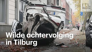 Beelden van crash na politieachtervolging in Tilburg [upl. by Hanschen]