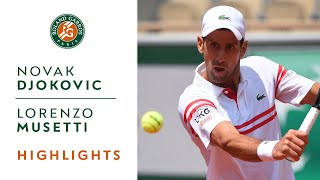 Novak Djokovic vs Lorenzo Musetti  Round 4 Highlights I RolandGarros 2021 [upl. by Wallache909]