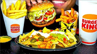 ASMR BURGER KING TACO BELL MUKBANG NACHOS IMPOSSIBLE WHOPPER BURGER FRIES EATING SOUNDS [upl. by Irama]