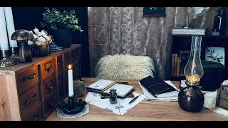 Vintage ASMR  Studying on a rainy night Quill writing page flipping machine typing no talking [upl. by Zetnod]