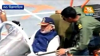 PM Modi embarks on INS Vikramaditya in Goa [upl. by Arline561]