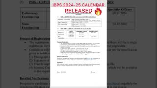 IBPS CALENDAR 202425 IBPS POIBPS CLERK RRB PO RRB CLERK BANK EXAM DATES [upl. by Ymerej196]