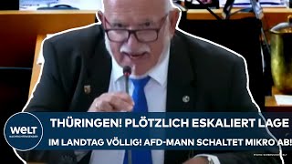 THÜRINGEN Tumulte Plötzlich eskaliert die Lage im Landtag völlig AfDMann schaltet Mikro ab [upl. by Assiren]