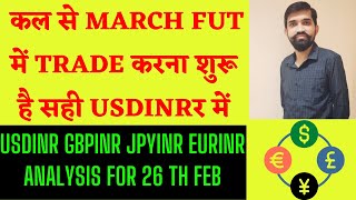 USDINR GBPINR JPYINR EURINR ANALYSIS FOR TOMO 26 th feb usdinr usdinrtradingstrategyusdinrtrading [upl. by Weiser]