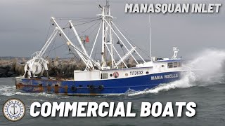 Commercial Fishing Boats  Jersey Shore Party Boats in Rough Waters  Manasquan Inlet [upl. by Alakim]