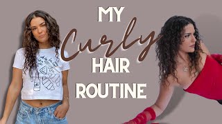 MY NATURAL CURLY HAIR ROUTINE \\ bring back damaged curls 3a fine low porosity hair [upl. by Alekin]