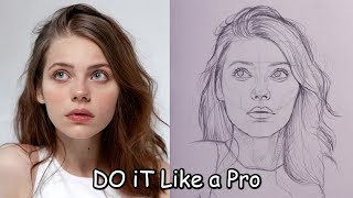 How to Draw a Portrait Using the Loomis Method  Frontal View of a Beautiful Girl [upl. by Akinehs]