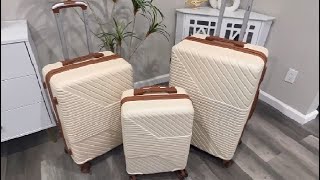 Merax Luggage Sets 3 Piece Suitcases Set ABS Expandable 8 Wheels Spinner Suitcase Review [upl. by Nollaf]