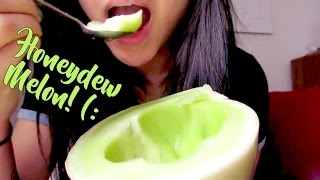 ASMR Binaural Chewing  NO WHISPER  Honeydew Melon [upl. by Darahs]