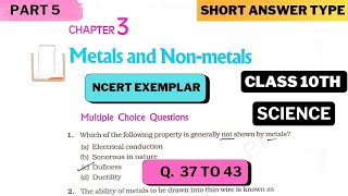 Metals and Non Metals Class 10 Science Ch  3 NCERT Exemplar Problem Solution  Part 5 [upl. by Samuelson]