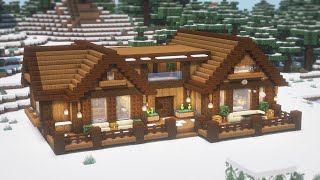 Minecraft How To Build a Large Winter Log House Tutorial7  마인크래프트 건축 통나무 집 짓기 인테리어 [upl. by Esinet539]