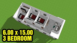 A121HOUSE MODEL DESIGN  600 x 1500  3 BEDROOM [upl. by Nazay406]