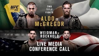 UFC 194 Aldo vs McGregor Media Conference Call [upl. by Witte950]