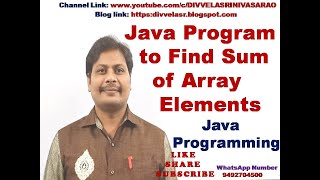 Program to find sum of elements in a given array  Java Program to Find The Sum of Array Elements [upl. by Ahseekal]