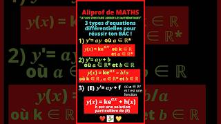 😎 3 types d’equations différentielles pour réussir ton BAC  À connaître absolument [upl. by Bradlee119]