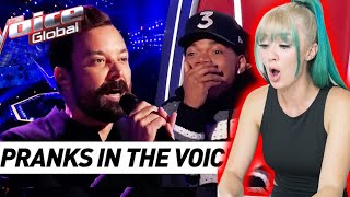 SINGER REACTS Superstars PRANK The Voice coaches with unexpected Blind Auditions [upl. by Kong]