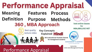 The Performance Appraisal Full Concept in Hindi HR Definition Process Methods of PA  HRM MBA [upl. by Nesahc]