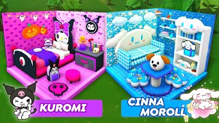 MEGA Challenge of Building Kuromi amp Cinnamoroll Bedroom in Bloxburg Roblox Bloxburg [upl. by Enialehs]