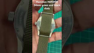 H693190 green and black dial hamiltonkhaki hamiltonwatch h693190 [upl. by Esyahc]