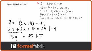 Lineare Gleichungen Trainingsvideo Klammern Nr 1 [upl. by Lothar371]