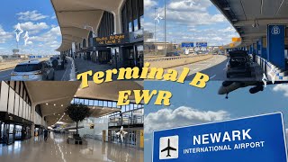 Newark Liberty Intl Airport EWR Terminal B Departures Airlines Domestic amp Intl Arrivals 4K [upl. by Nahij]